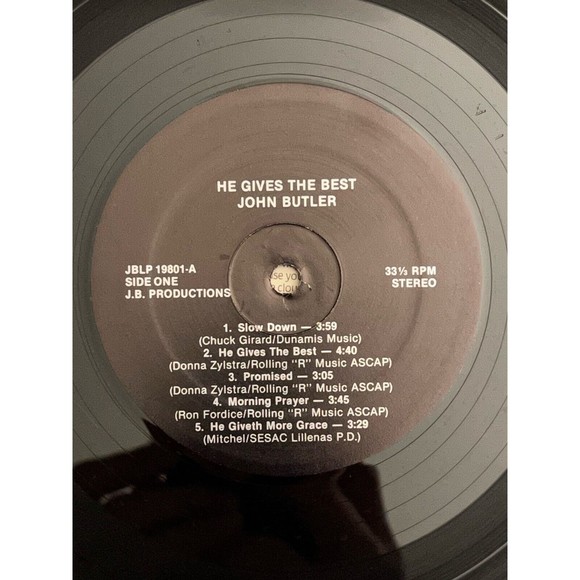 John Butler He Gives The Best LP JB Productions JBLP 19801 Orig Inner VG+ - Picture 6 of 9